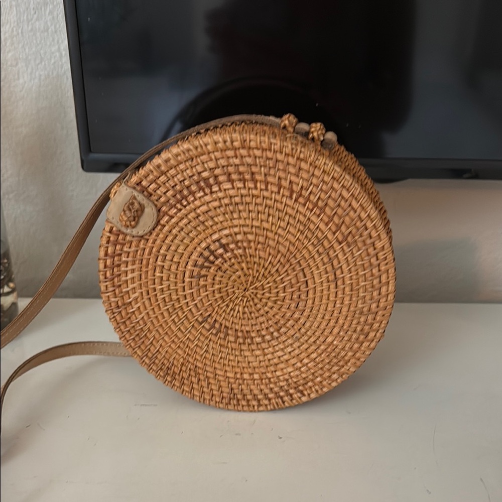 Round Woven Tan Bag